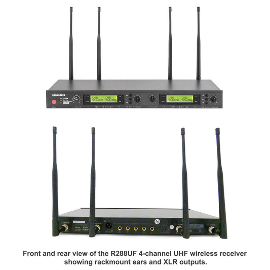 Rannsgeer 4-Channel UHF Wireless Microphone System - 4 Tan Headsets
