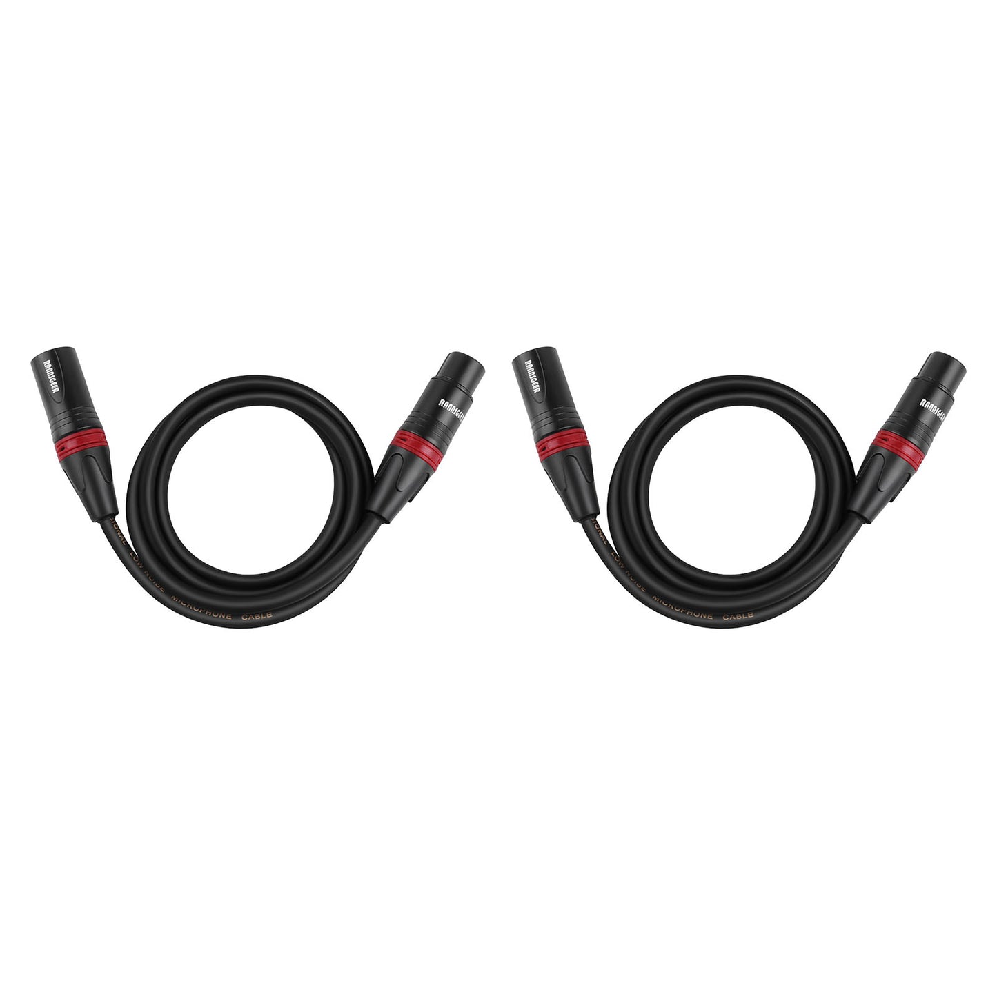 Rannsgeer R7203P2 XLR Male to XLR Female 2 Pack 3 Feet Microphone Cable