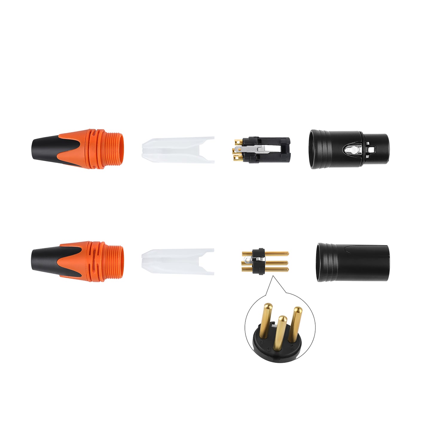 Rannsgeer 20-Pack Black 3-Pin XLR Connectors (10 Pairs) - Solder Type Male & Female Audio Plugs
