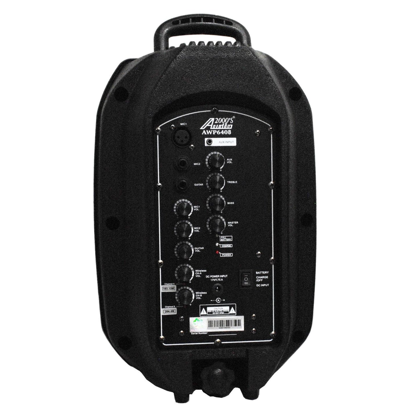 Audio2000s AWP6408HH 50W 8" 2 Channel Wireless Microphone Portable PA System with 2 Handheld