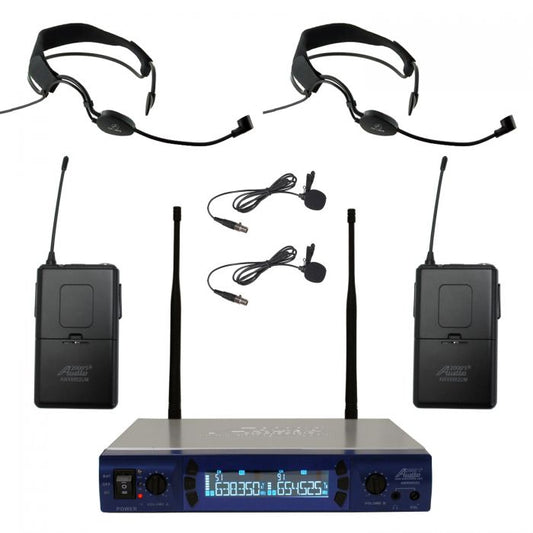 Audio2000's 6952UF UHF Portable Wireless Lavalier & Headband Headset Microphone