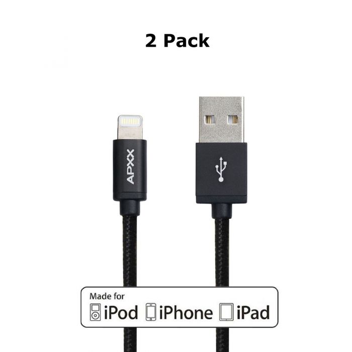 APXX AL303D Apple MFi certified Lightning cable 2-pack, 3ft