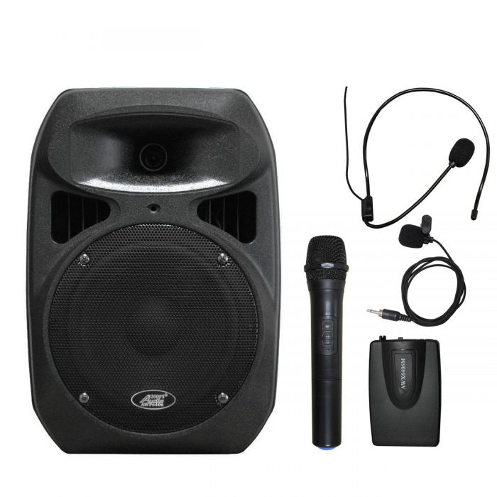 Audio2000s AWP6408HL 50W 8" 2 Channel Wireless Microphone Portable PA System