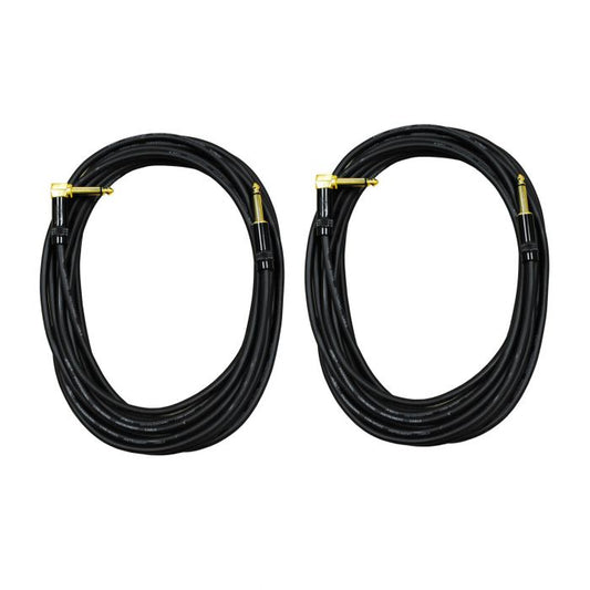 Audio2000's E28125P2 25Ft 1/4" TS Right Angle To 1/4" TS Audio Cable (2 Pack)