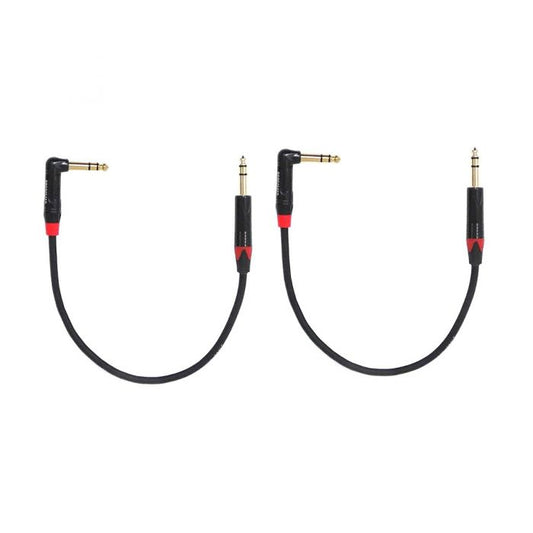 Rannsgeer R7101P2 1/4" TRS to 1/4" TRS Right Angle 2 Pack 1 Feet Cable