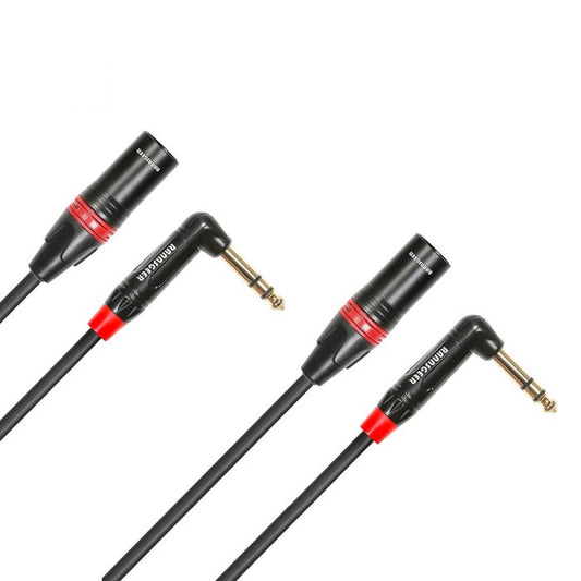 Rannsgeer R7703P2 1/4" TRS Right Angle to XLR Male 3 Feet Cable