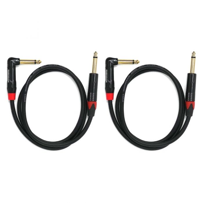 Rannsgeer R7901P2 1/4" TS Right Angle to 1/4" TS 1 Feet 2 Pack Cable