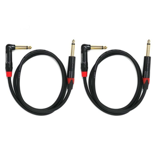 Rannsgeer R7901P2 1/4" TS Right Angle to 1/4" TS 1 Feet 2 Pack Cable