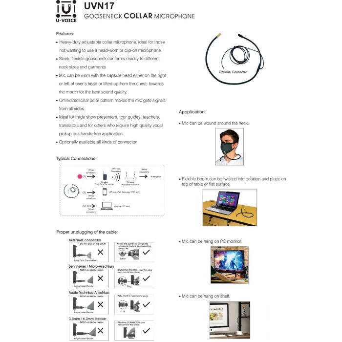 Rannsgeer Lightweight Gooseneck Bendable Collar Neck Microphone for Harmonica Flute (for Audio Technica)