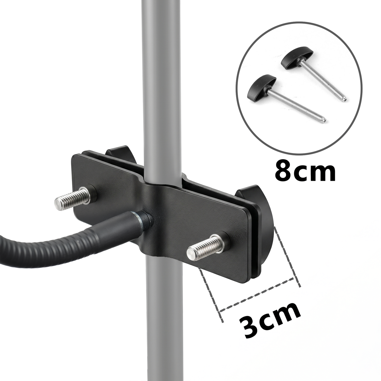 Rannsgeer Tablet & Phone Holder for Microphone Stand - 8" Flexible Gooseneck Mic Stand Mount, Fits 4.7-12.9" iPads, Samsung Tab & iPhone