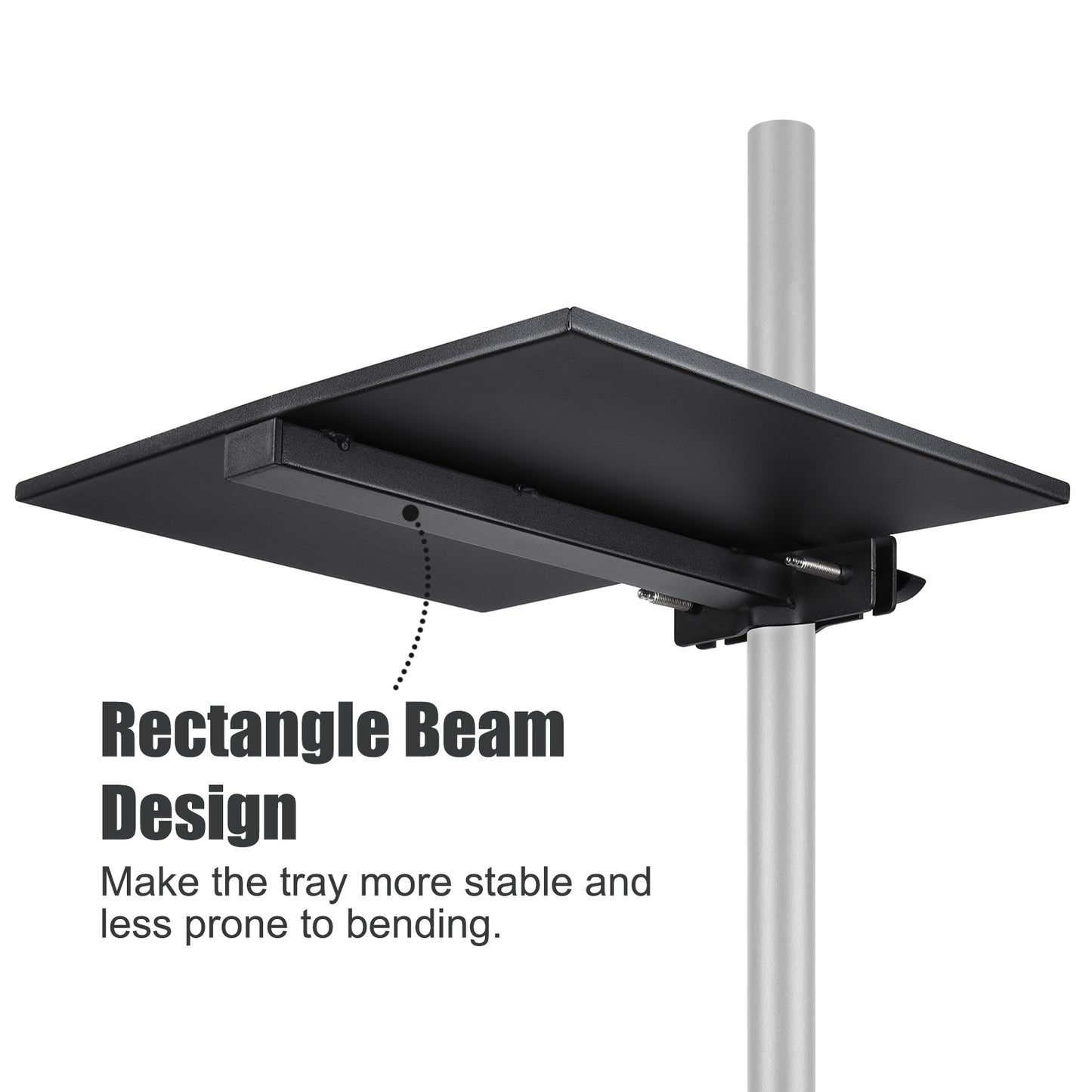 Rannsgeer 2-Pack Microphone Stand Tray - 12.8" x 9.8" Heavy Duty Steel Utility Shelf with Clamp for Music Stands & Speaker Poles