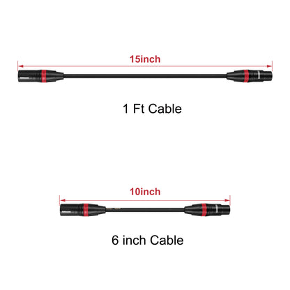 Rannsgeer 1ft XLR Male to Female Microphone Patch Cable, 3-Pin Balanced Audio Cord - 10 Pack