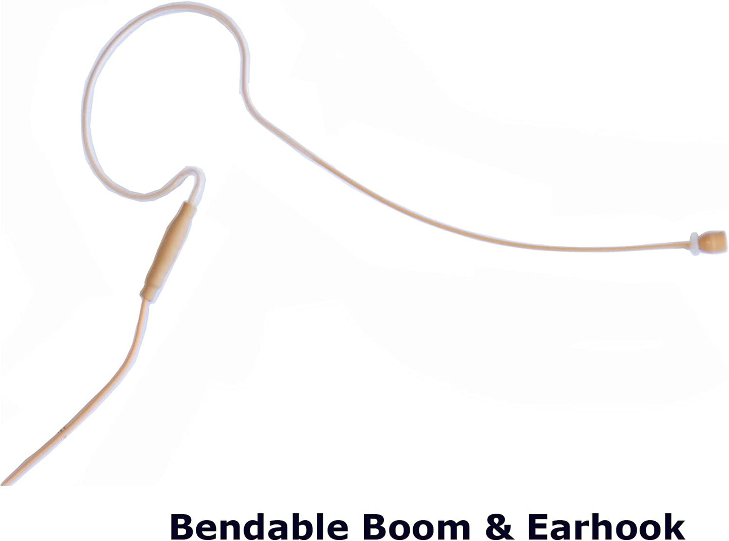 Rannsgeer Mini Headset Rannsgeer Microphone cH-Style Earhook Headset Mic for Audio Technica Bodypack Transmitter (Tan)