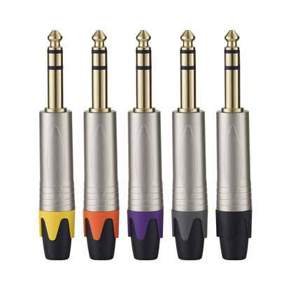 Rannsgeer 1/4" TRS Connectors (4 Pack) - 6.35mm Solder-Type Audio Jacks for DIY Cable Repair