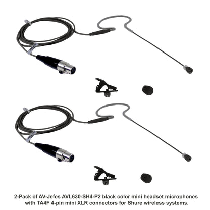 AV-Jefes AVL630-SH4-P2 (2-Pack) Mini Headset Microphones for Shure Wireless - TA4F 4-Pin Mini XLR