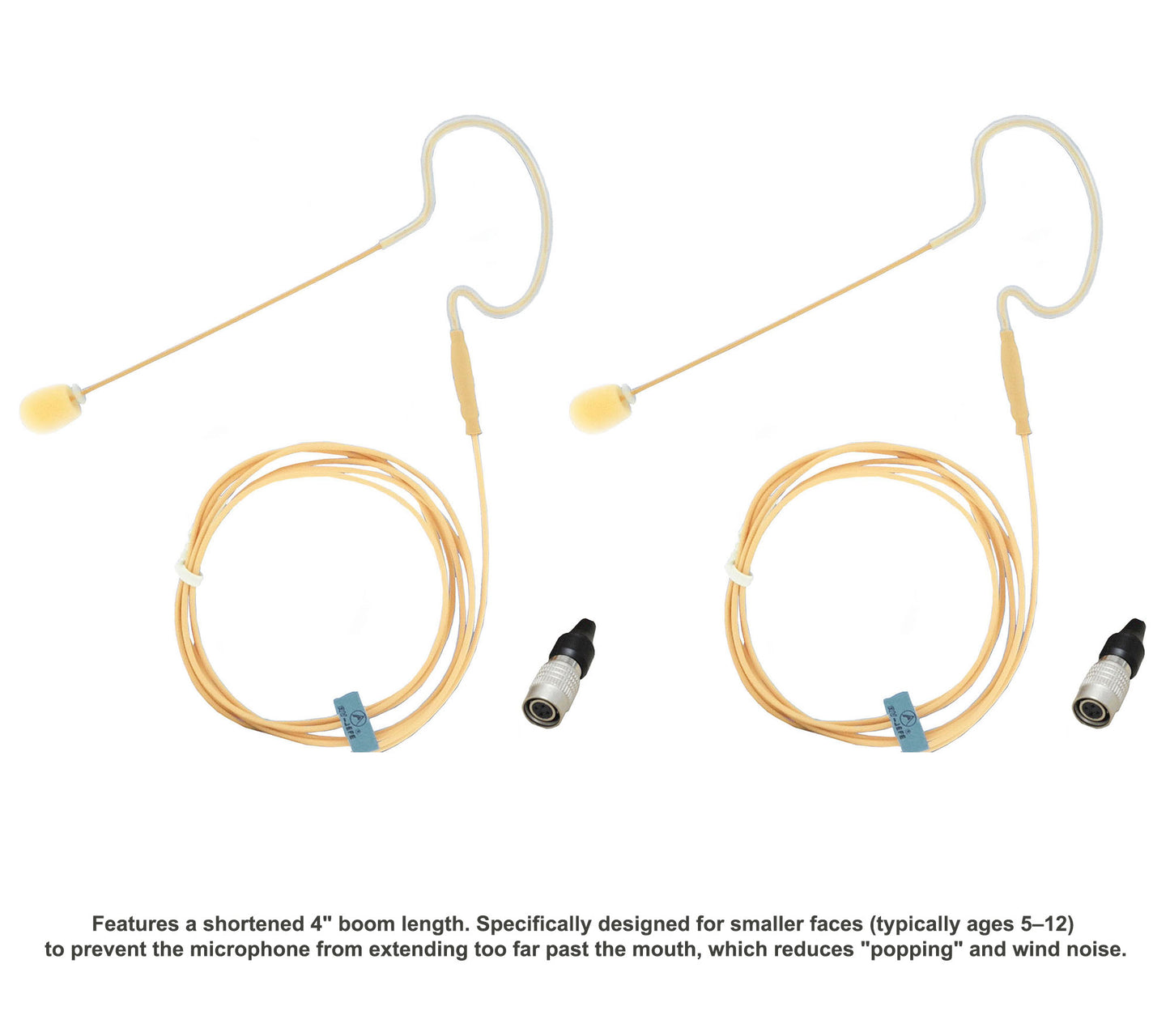 AV-JEFES AVL630H4P-P2 Tan Mini Headset Microphone for Audio-Technica Wireless (2-Pack)