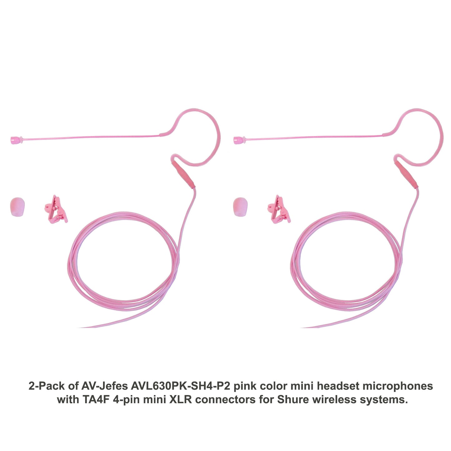 AV-Jefes AVL630-SH4-P2 (2-Pack) Mini Headset Microphones for Shure Wireless - TA4F 4-Pin Mini XLR