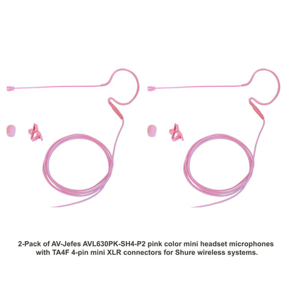 AV-Jefes AVL630-SH4-P2 (2-Pack) Mini Headset Microphones for Shure Wireless - TA4F 4-Pin Mini XLR