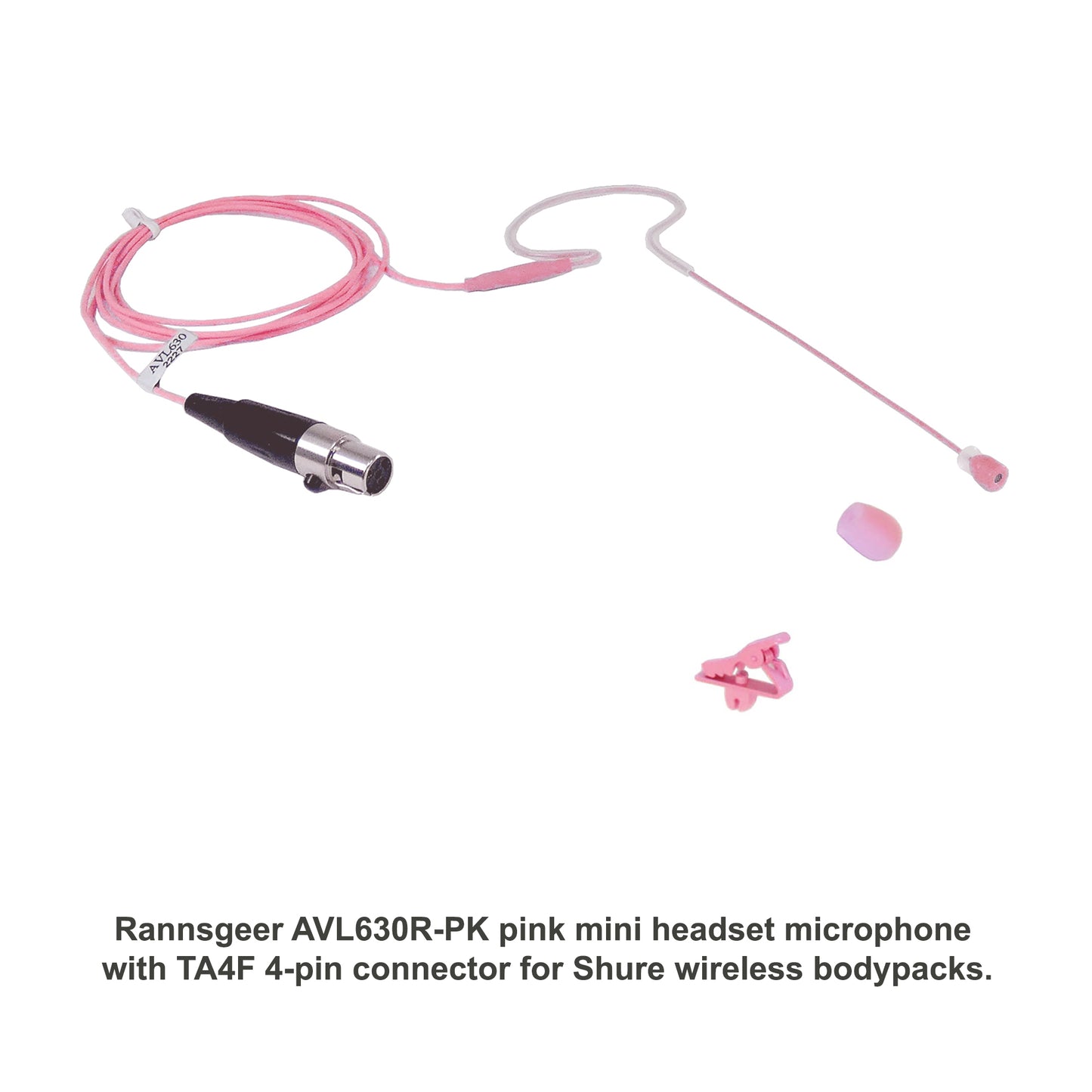 Rannsgeer AVL630R-PK Omnidirectional Headset Microphone for Shure Wireless - Pink (TA4F/Mini 4-Pin)