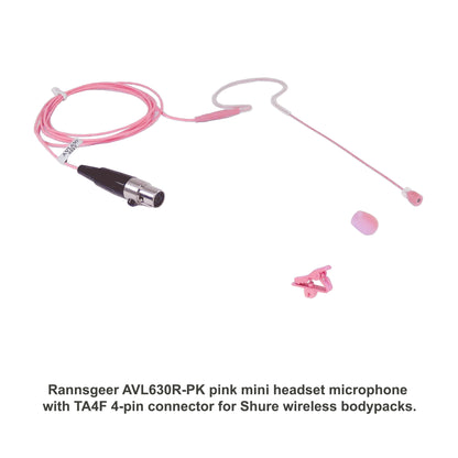 Rannsgeer AVL630R-PK Omnidirectional Headset Microphone for Shure Wireless - Pink (TA4F/Mini 4-Pin)