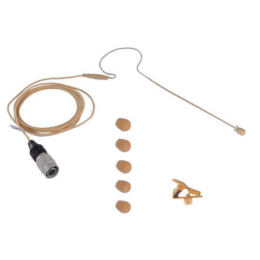 AV-Jefe AVL630H4P-5WS Tan Headset Mic for Audio-Technica (4-Pin Hirose) + 5 Windscreens