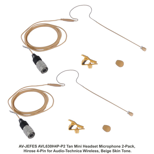 AV-JEFES AVL630H4P-P2 Tan Mini Headset Microphone for Audio-Technica Wireless (2-Pack)