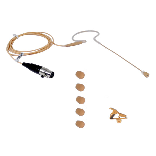 AV-Jefe AVL630SH4-5WS Tan Headset Mic for Shure Wireless (TA4F) - Includes 5 Windscreens & Clip