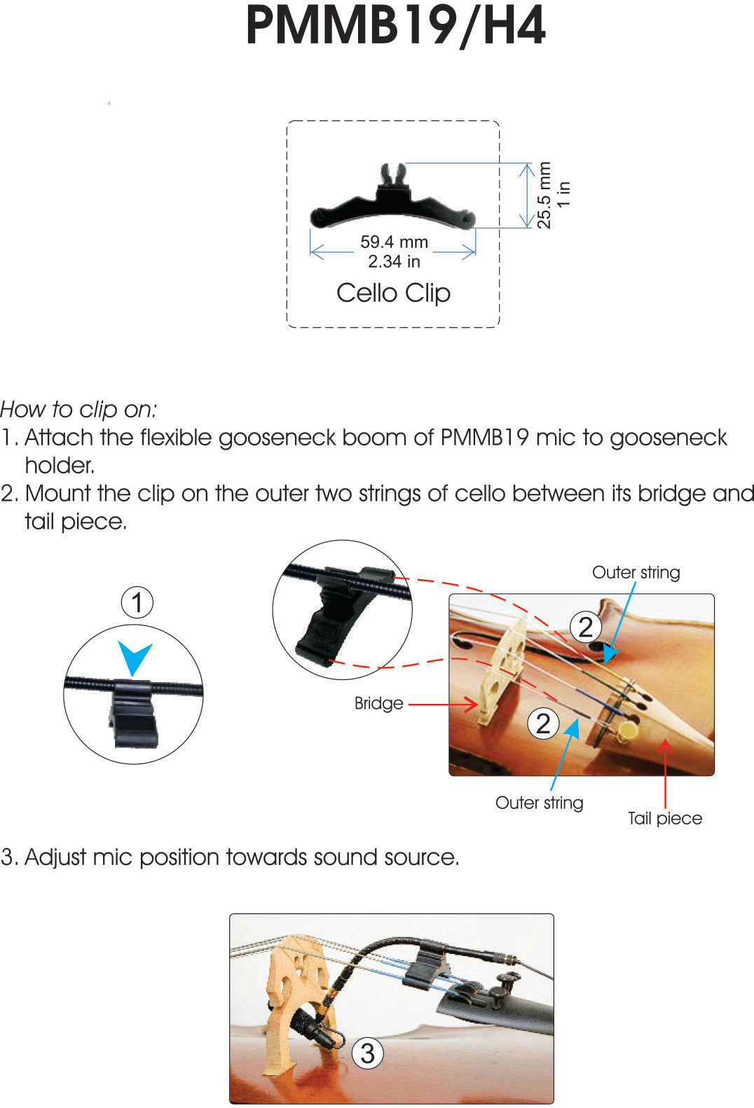 Rannsgeer PMMB19 Cello Microphone Kit with Rechargeable 48V Phantom Power Supply
