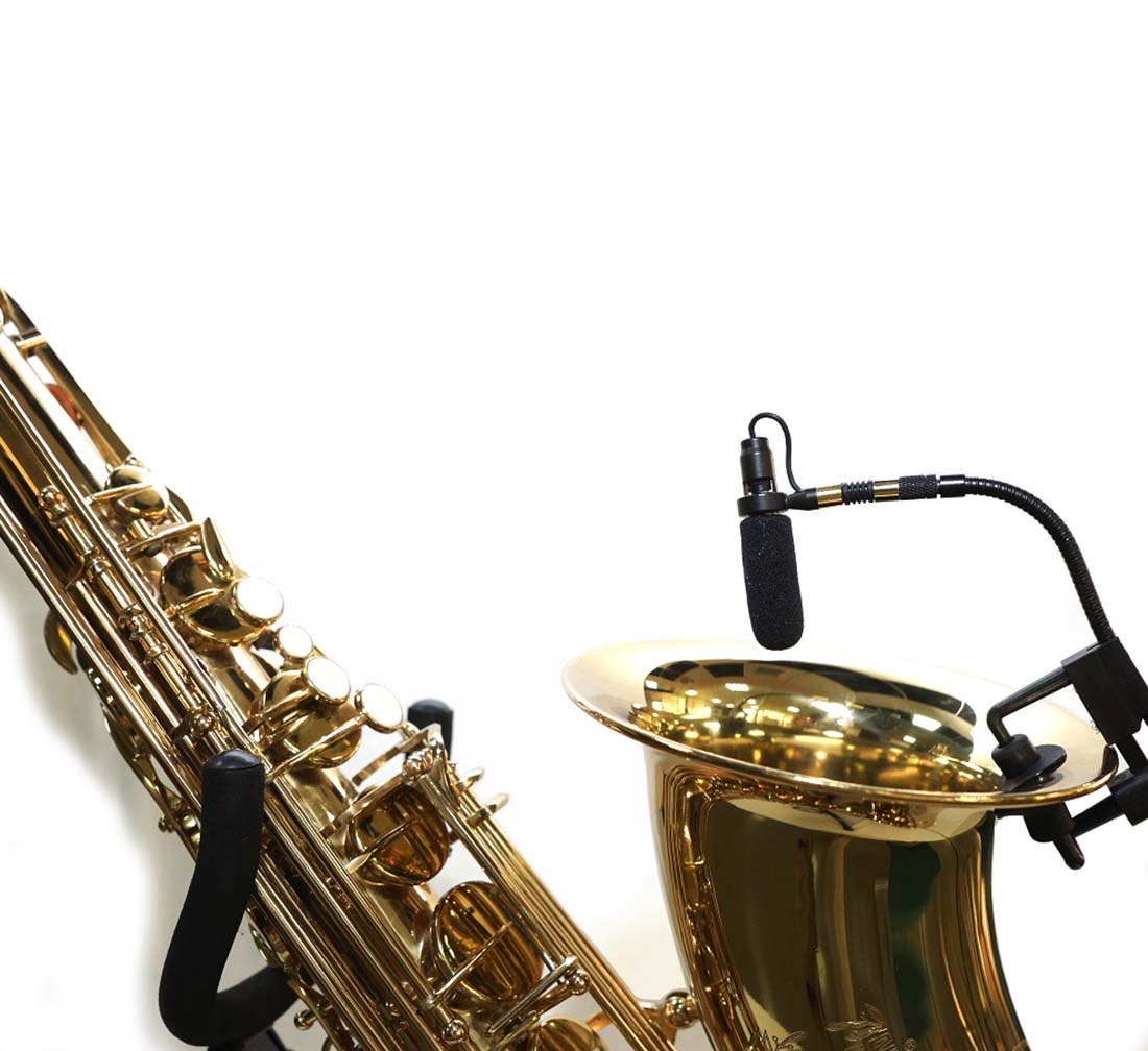 Rannsgeer Saxophone Clip-On Condenser Mic with Rechargeable 48V Phantom Power & XLR