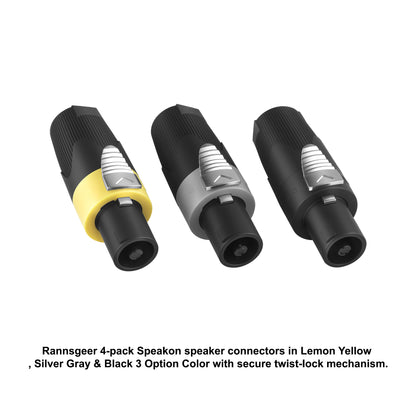 Rannsgeer 4-Pole Speakon Connectors (4 Pack) - Twist Lock Speaker Plugs