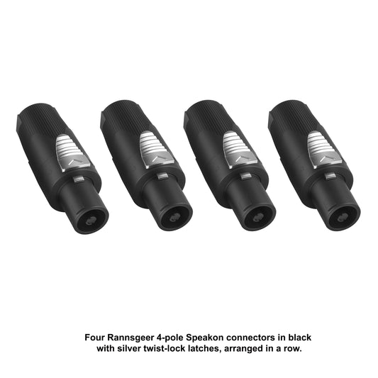 Rannsgeer 4-Pole Speakon Connectors (4 Pack) - Twist Lock Speaker Plugs