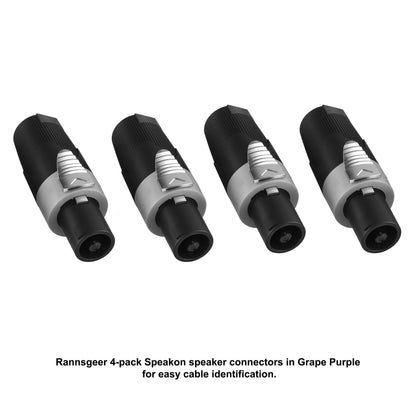 Rannsgeer 4-Pole Speakon Connectors (4 Pack) - Twist Lock Speaker Plugs