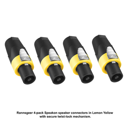Rannsgeer 4-Pole Speakon Connectors (4 Pack) - Twist Lock Speaker Plugs