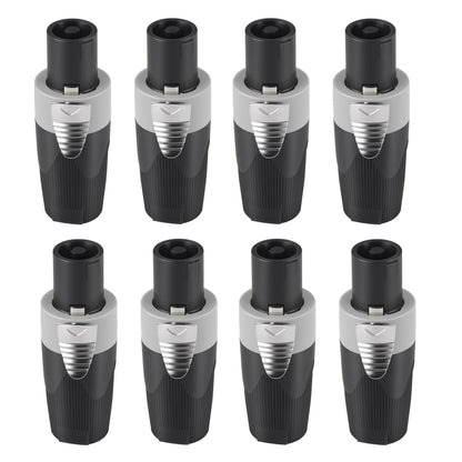 Rannsgeer 4 Pole Speakon Connector with Twist Lock (Gray- 8 Pack)