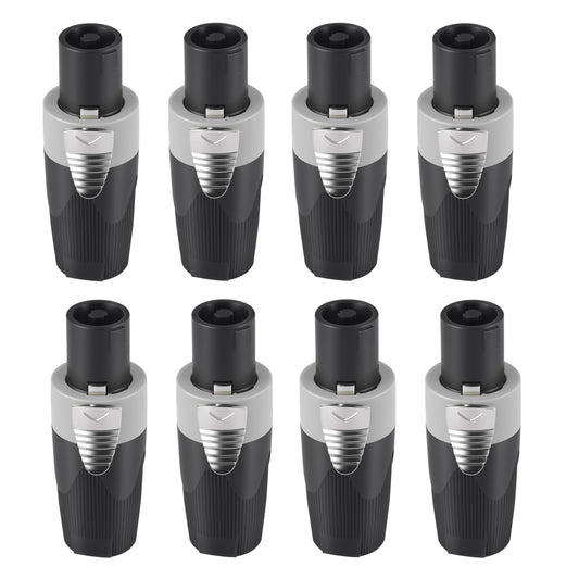 Rannsgeer 4 Pole Speakon Connector with Twist Lock (Gray- 8 Pack)