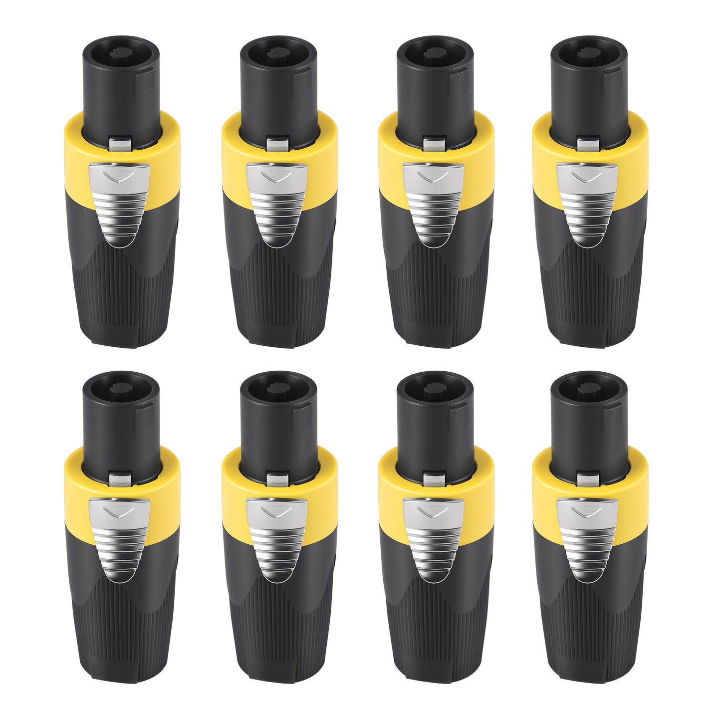 Rannsgeer 4 Pole Speakon Connector with Twist Lock (Yellow- 8 Pack)