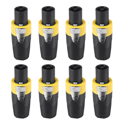 Rannsgeer 4 Pole Speakon Connector with Twist Lock (Yellow- 8 Pack)