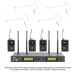 Rannsgeer 4-Channel UHF Wireless Microphone System - 4 Tan Headsets