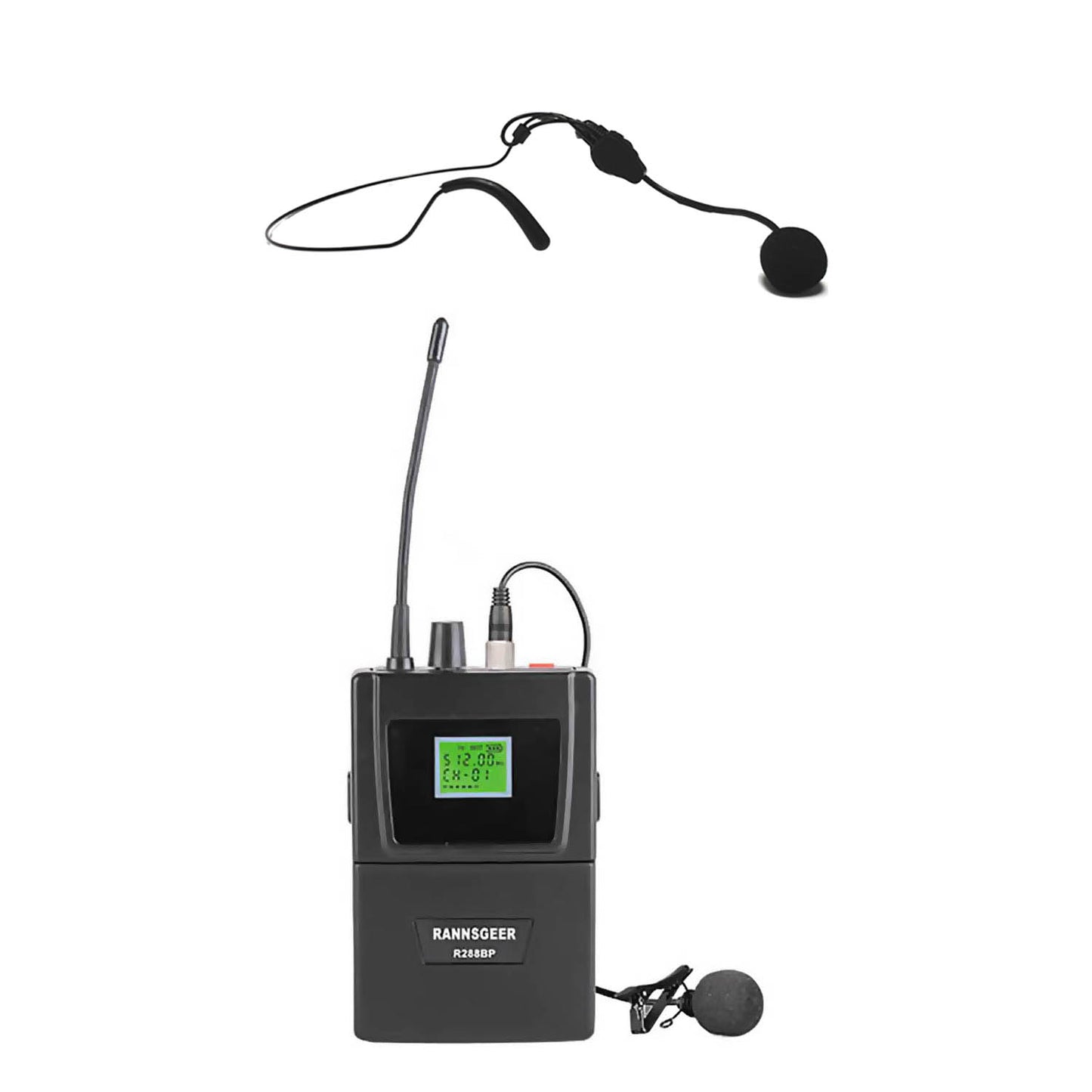 Rannsgeer 4-Channel UHF Wireless Microphone System - 128 Selectable Frequencies, Rackmountable Receiver with 4 Headsets and 4 Lapel Mics