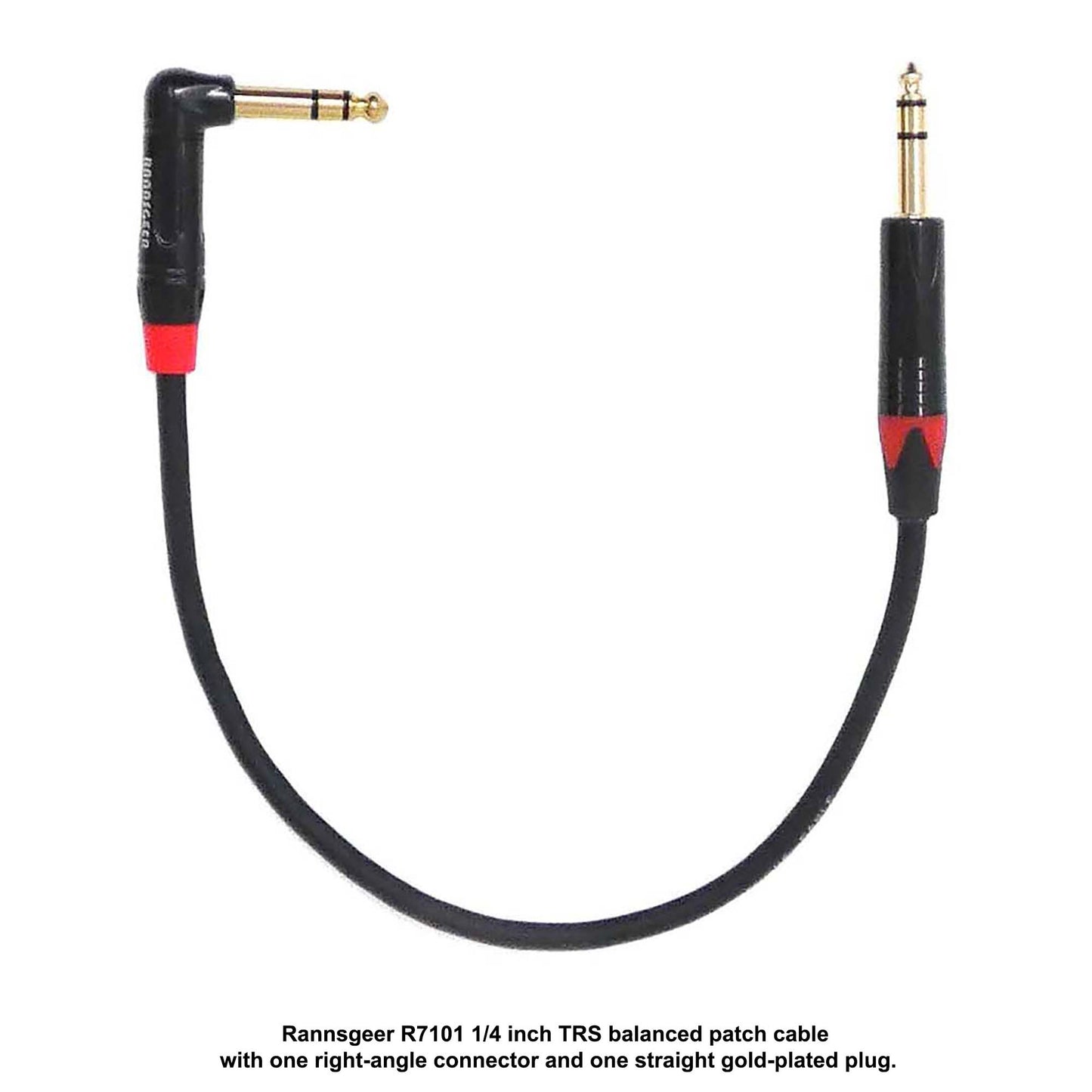 Rannsgeer 1/4" TRS to Right Angle TRS Patch Cable - Gold-Plated Balanced Audio Cord (R710X)