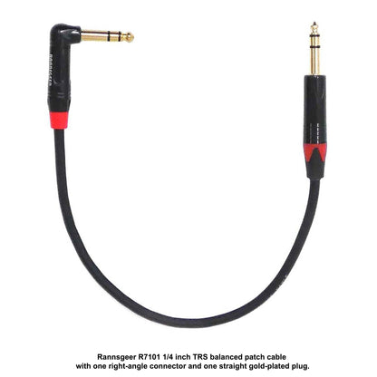 Rannsgeer 1/4" TRS to Right Angle TRS Patch Cable - Gold-Plated Balanced Audio Cord (R710X)