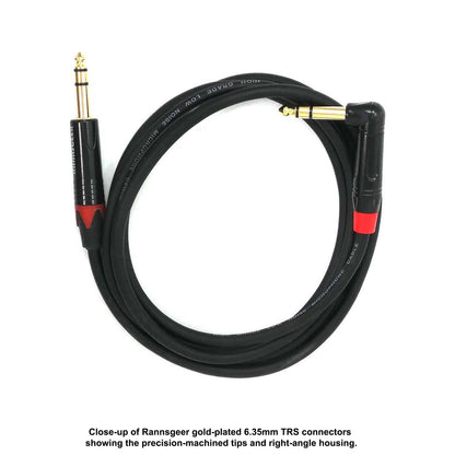 Rannsgeer 1/4" TRS to Right Angle TRS Patch Cable - Gold-Plated Balanced Audio Cord (R710X)