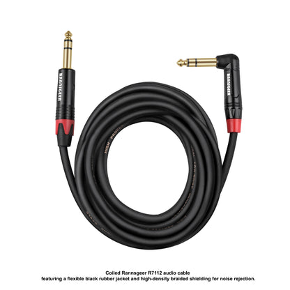 Rannsgeer 1/4" TRS to Right Angle TRS Patch Cable - Gold-Plated Balanced Audio Cord (R710X)
