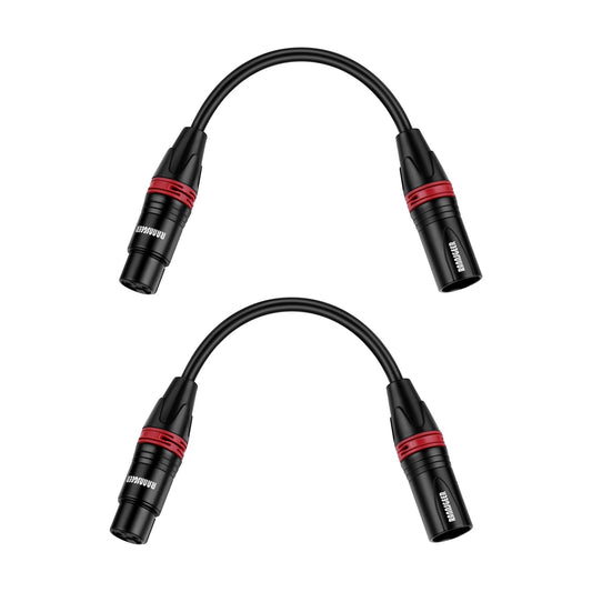 Rannsgeer R7200 6-inch XLR male to female patch cable 2-pack, gold-plated