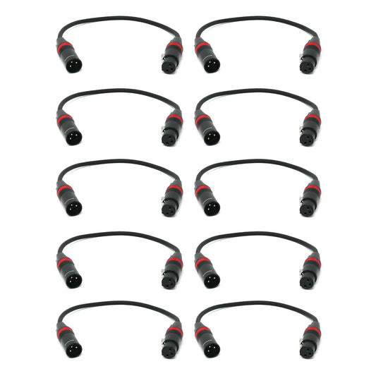 Rannsgeer R7201P10 XLR Male to XLR Female 10 Pack 1 Feet Microphone Cable