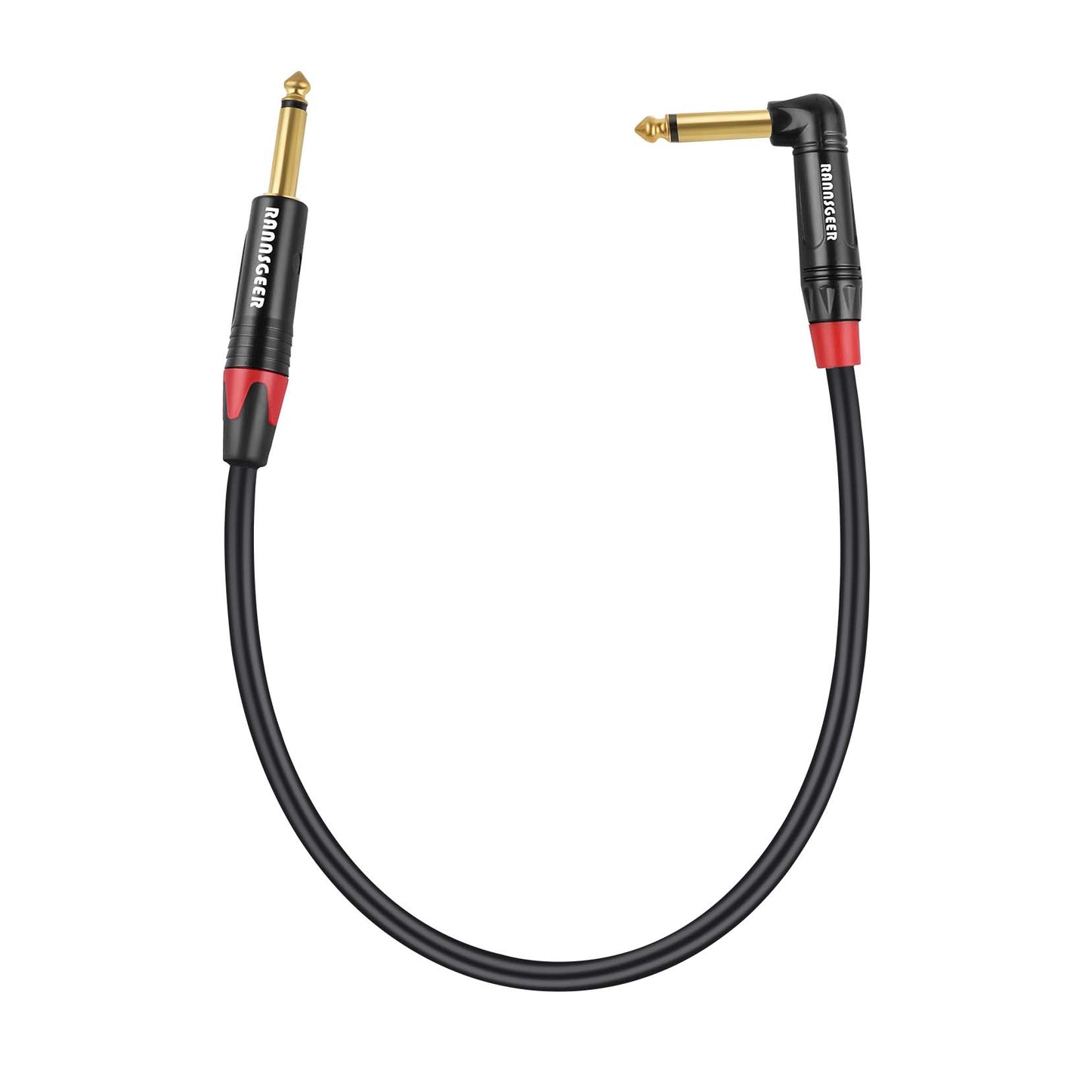 Rannsgeer 1/4" TS Right Angle to Straight Instrument Cable - Gold-Plated (R790X)