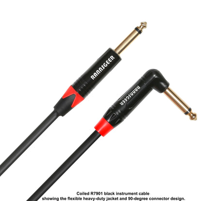 Rannsgeer 1/4" TS Right Angle to Straight Instrument Cable - Gold-Plated (R790X)