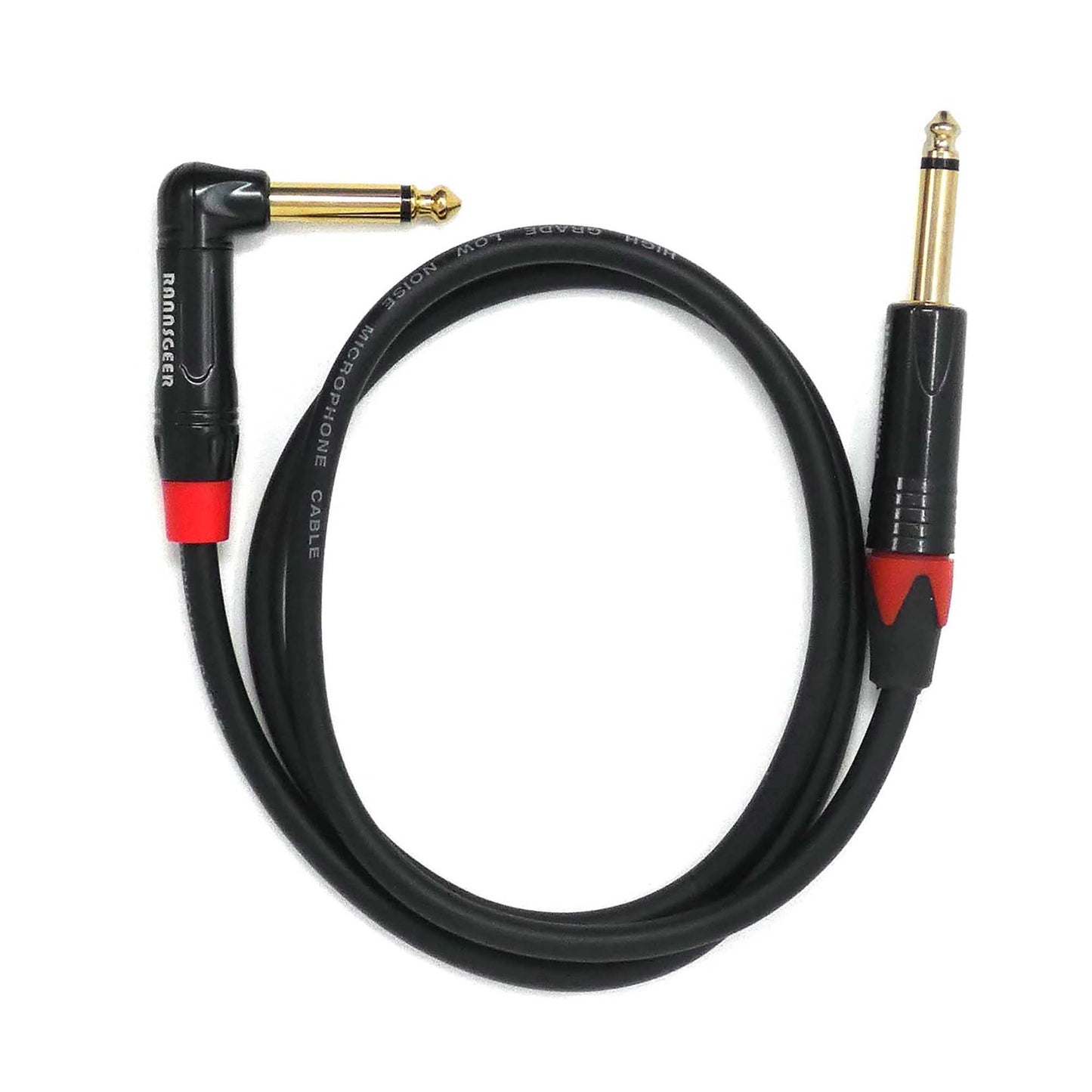 Rannsgeer 1/4" TS Right Angle to Straight Instrument Cable - Gold-Plated (R790X)