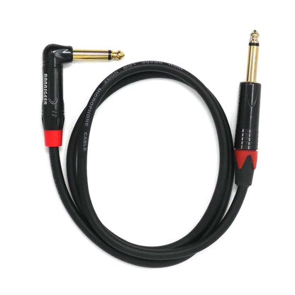 Rannsgeer 1/4" TS Right Angle to Straight Instrument Cable - Gold-Plated (R790X)