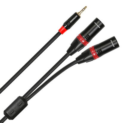 Rannsgeer 3.5mm TRS to Dual XLR Male Y-Splitter Cable | Gold-Plated Audio Patch Cord